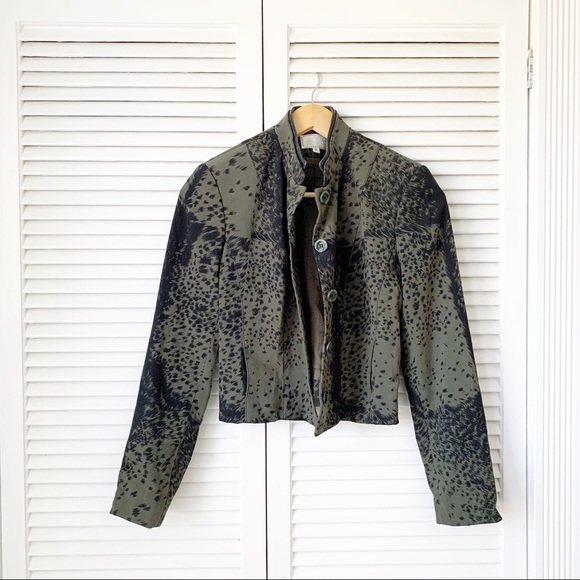 Alberto Makali Olive Leopard Skirt Suit Set NWOT - Picture 3 of 8